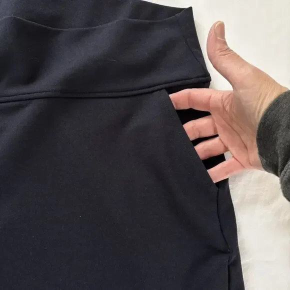 Saint + Sophia Putney Pull On Pants Size 12 Navy Blue Relaxed Straight Pockets - Picture 10 of 16